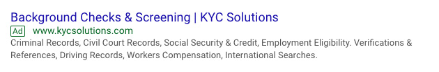 KYC Solutions Search Ads