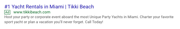 Tikki Beach Search Ads
